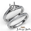 Pave Diamond Engagement Ring Cushion SemiMount Bridal Set 14k White Gold 0.9Ct - javda.com 