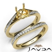 Pave Diamond Engagement Ring Cushion SemiMount Bridal Set 18k Yellow Gold 0.9Ct - javda.com 