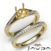 Pave Diamond Engagement Ring Cushion SemiMount Bridal Set 14k Yellow Gold 0.9Ct - javda.com 