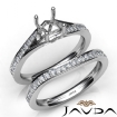 Pave Diamond Engagement Ring Cushion SemiMount Bridal Set Platinum 950 0.9Ct - javda.com 