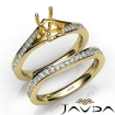 Pave Diamond Engagement Ring Emerald SemiMount Bridal Set 18k Yellow Gold 0.9Ct - javda.com 