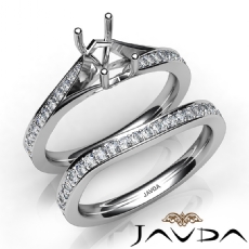 Pave Diamond Engagement Ring Emerald SemiMount Bridal Set 14K White Gold 0.90Ct.