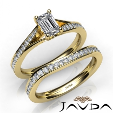 Modern Split Shank Bridal Set diamond Ring 18k Gold Yellow