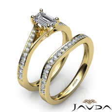 Modern Split Shank Bridal Set diamond Ring 18k Gold Yellow