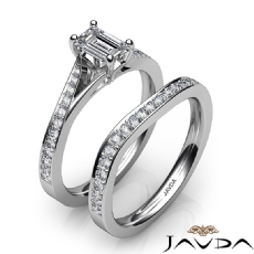 Modern Split Shank Bridal Set diamond Ring 14k Gold White