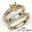 Pave Diamond Engagement Ring Heart Semi Mount Bridal Set 14k Yellow Gold 0.9Ct - javda.com 