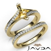 Pave Diamond Engagement Ring Marquise Semi Mount Bridal Set 14k Yellow Gold 0.9Ct - javda.com 