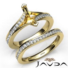 Pave Diamond Engagement Ring Marquise Semi Mount Bridal Set 14k Gold Yellow  (0.9Ct. tw.)