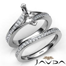 Pave Diamond Engagement Ring Marquise Semi Mount Bridal Set 14K W Gold 0.90Ct.