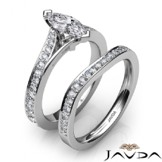 Pave Side-Stone Bridal Set diamond  18k Gold White