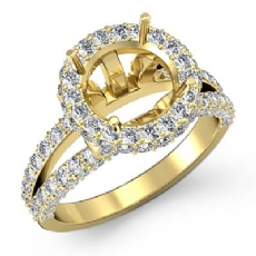 Diamond Engagement Ring Round Semi Mount 18k Gold Yellow Halo  (1.4Ct. tw.)