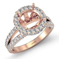 Diamond Engagement Ring Round Semi Mount 14k Rose Gold Halo  (1.4Ct. tw.)