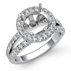 Diamond Engagement Ring Round Semi Mount 14K White Gold Halo 1.4Ctw