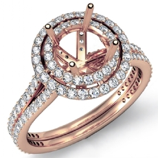 Round Diamond Engagement Ring Semi Mount Halo 14k Rose Gold (1.55Ct. tw.)