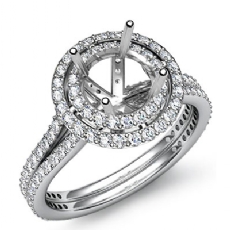 1.55Ctw Round Diamond Engagement Ring Semi Mount Halo 14k White Gold