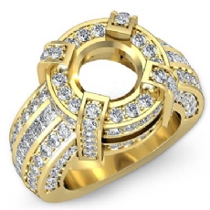 Round Semi Mount Diamond Engagement Halo Pave Setting Ring 18k Gold Yellow (2.9Ct. tw.)