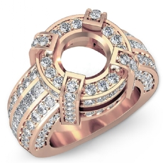 Round Semi Mount Diamond Engagement Halo Pave Setting Ring 14k Rose Gold (2.9Ct. tw.)