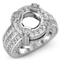 2.90Ct Round Semi Mount Diamond Engagement Halo Pave Setting Ring 14K White Gold