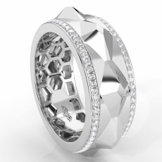 Facet Cut Round Diamond Eternity Men's Wedding Band in 14k White Gold 1 Ct.