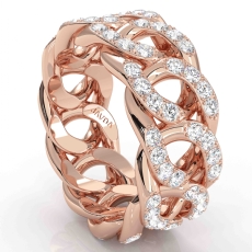 Cuban Link Chain Men's Eternity Round Diamond Wedding Band 14k Rose Gold  (1.6Ct. tw.)