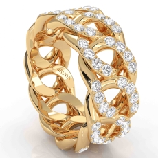 Cuban Link Chain Men's Eternity Round Diamond Wedding Band 14k Gold Yellow  (1.6Ct. tw.)