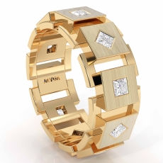 Men's Princess Diamond Matte Box Eternity Wedding Band 14k Gold Yellow  (1Ct. tw.)