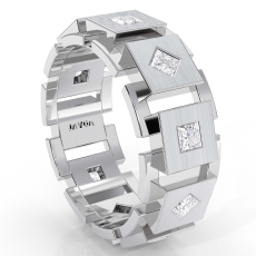 Men's Princess Diamond Matte Box Eternity Wedding Band 14k White Gold 1 Carat