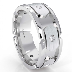 14k Gold White Men's Round Bezel Set Diamond Eternity Wedding Band  (0.4Ct. tw.)