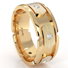 14k Gold Yellow Men's Round Bezel Set Diamond Eternity Wedding Band  (0.4Ct. tw.)