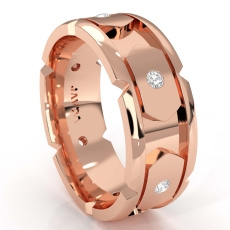 Designer Men's Round Diamond Eternity Wedding Band in 14k Rose Gold  (0.4Ct. tw.)