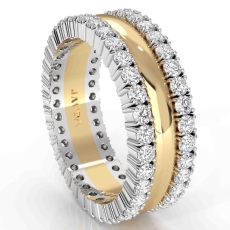 Prong Set Dome Men's Diamond Eternity Wedding Band 14k Two Tone Gold 1.90 Ct
