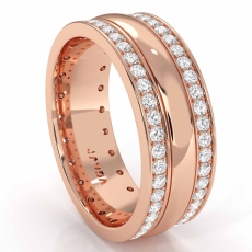 Pave Set Center Dome  Diamond Men's Eternity Wedding Band 14k Rose Gold (1.9Ct. tw.)