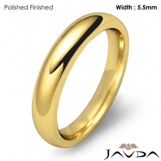 Wedding Band 14k Gold Yellow Mens Dome Comfort Fit Plain Ring 5.5mm 7.1g 12-12.75 Sz