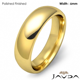 Solid 18k Gold Yellow Plain Dome Wedding Band Men Comfort Ring 6mm 8.8g 5-5.75 Sz