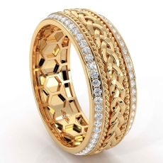 Rope Braided Round Diamond Eternity Mens Wedding Band 14k Gold Yellow  (0.9Ct. tw.)
