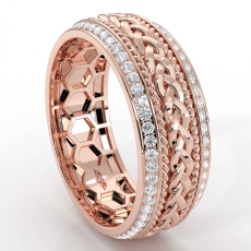 Rope Braided Round Diamond Eternity Mens Wedding Band 14k Rose Gold  (0.9Ct. tw.)
