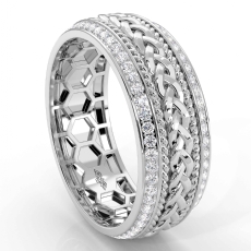 Rope Braided Round Diamond Eternity Mens Wedding Band 14k Gold White  (0.9Ct. tw.)