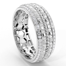 Center Rope Round Diamond Eternity Men's Wedding Band 14k Gold White  (1.25Ct. tw.)