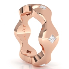 Wave Design Princess Diamond Men's Eternity Wedding Band 14k Rose Gold  (0.6Ct. tw.)