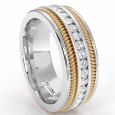 1 Carat Channel Diamond Rope Design Men's Eternity Wedding Band 14k 2 Tone Gold