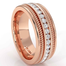 Channel Diamond Rope Design Men's Eternity Wedding Band 14k Rose Gold (1Ct. tw.)
