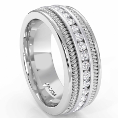 Channel Diamond Rope Design Men's Eternity Wedding Band 14k Gold White (1Ct. tw.)
