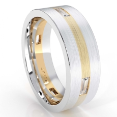 Flat Matte Baguette Diamond Men's Eternity Wedding Band 14k 2 Tone Gold 0.50 Ct