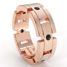 Mens Block Link Eternity Wedding Band Round Black Diamond Ring 14k Rose Gold  (0.35Ct. tw.)