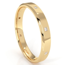 Bezel Princess Diamond Thin Men's Eternity Wedding Band 14k Gold Yellow  (0.25Ct. tw.)
