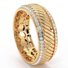 Candy Cane Design Round Diamond Eternity Mens Wedding Band 14k Gold Yellow  (0.9Ct. tw.)