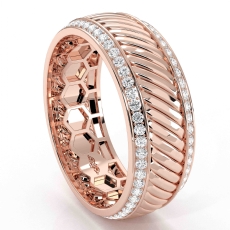 Candy Cane Design Round Diamond Eternity Mens Wedding Band 14k Rose Gold  (0.9Ct. tw.)