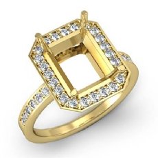 Diamond Engagement Ring Emerald Semi Mount 14k Gold Yellow Halo Setting (0.5Ct. tw.)