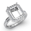 0.5Ct Diamond Engagement Ring Emerald Semi Mount 14k White Gold Halo Setting - javda.com 