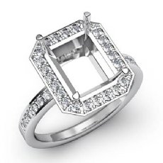 0.50Ct Diamond Engagement Ring Emerald Semi Mount 14K White Gold Halo Setting